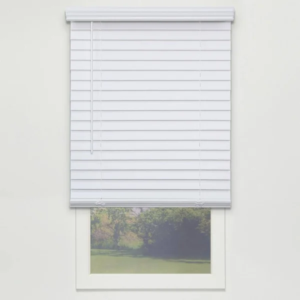 Perfect Lift Window Treatment Cut-to-Width White Cordless Room Darkening 2 in. PVC Faux Wood Blind 66.5 in. W x 72 in. L