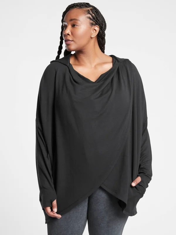 Athleta Women's Purana Wrap Sweatshirt Black Plus Size 2x