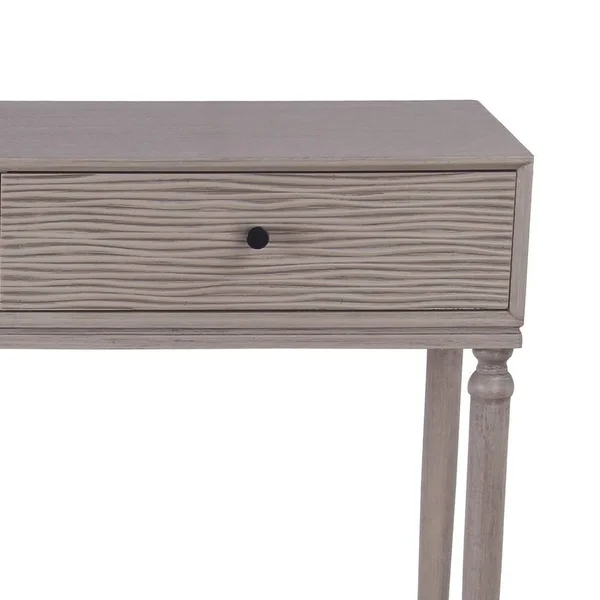Benjara 2 Drawer Wooden Console Table with Turned Legs - Taupe Gray