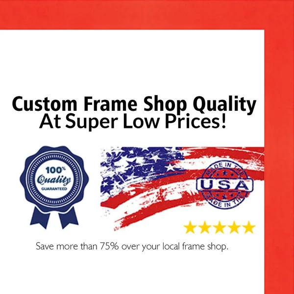 CustomPictureFrames 13.5x40 - 13.5 x 40 Flat Red Solid Wood Frame with UV Framer&s Acrylic & Foam Board Backing - Great for