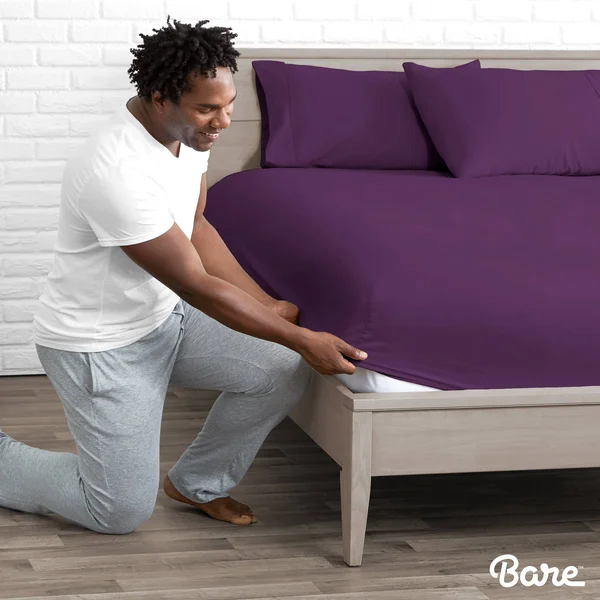 Bare Home 2-Pack Microfiber Fitted Bottom Sheets Deep Pocket - Split King - Grey