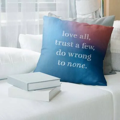 Handwritten Do No Wrong Quote Linen Pillow Cover East Urban Home Color: Blue/Pink, Size: 26x22 x 26x22