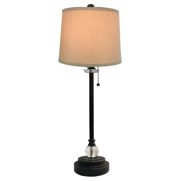 Royal Designs Set of 2 Buffet Lamps in Oil Rub Bronze with Linen Beige Hard Back Lamp Shades - 27x22 Tall