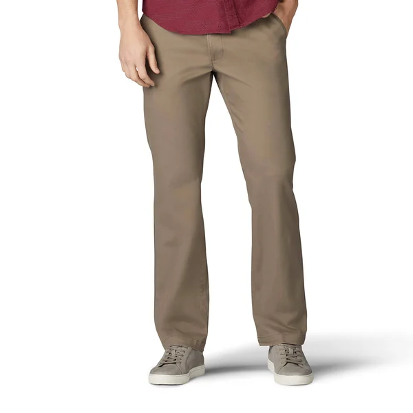 Men's Lee Performance Series Extreme Comfort Khaki Straight-Fit Flat-Front Pants Breen, Size: 40x32, Brown