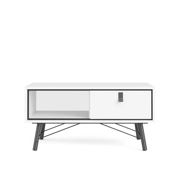Tvilum Ry 1 Drawer Coffee Table - White Matte/Black