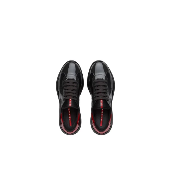 Prada America&s Cup Sneakers - Men, Anthracite Gray/Red, Size 7.5