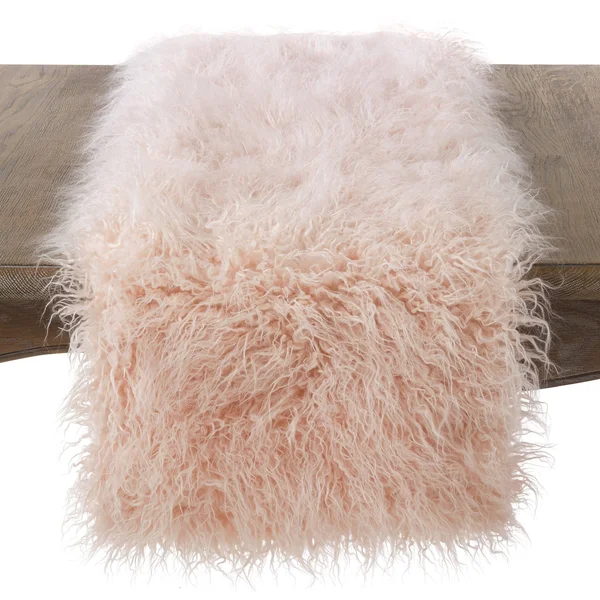 Saro Lifestyle Mongolian Faux Fur Runner - Rose - 16x22x90x22