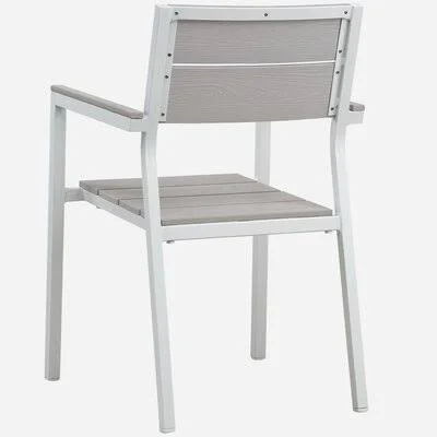Gilbert Modern Light Grey and White Outdoor Dining Chair Latitude Run Frame Color: White