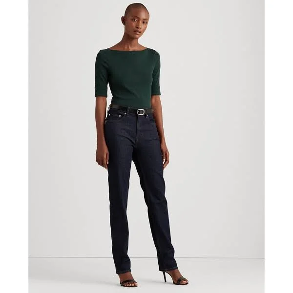 Lauren Ralph Lauren Stretch Boatneck Top - Deep Pine