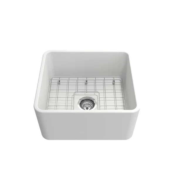 BOCCHI Classico 20x22 Farmhouse Apron Front Fireclay Single Bowl Kitchen Sink, Matte Black