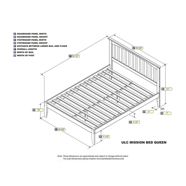 Atlantic Furniture Mission Queen Platform Bed with Open Foot Board in Espresso, Brown