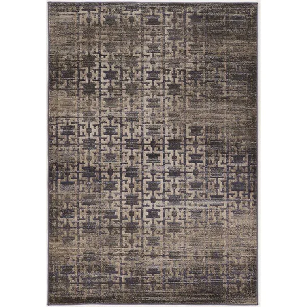 Linon Jewel 8' x 10'4 inch Maze Blue Rug in Beige and Navy