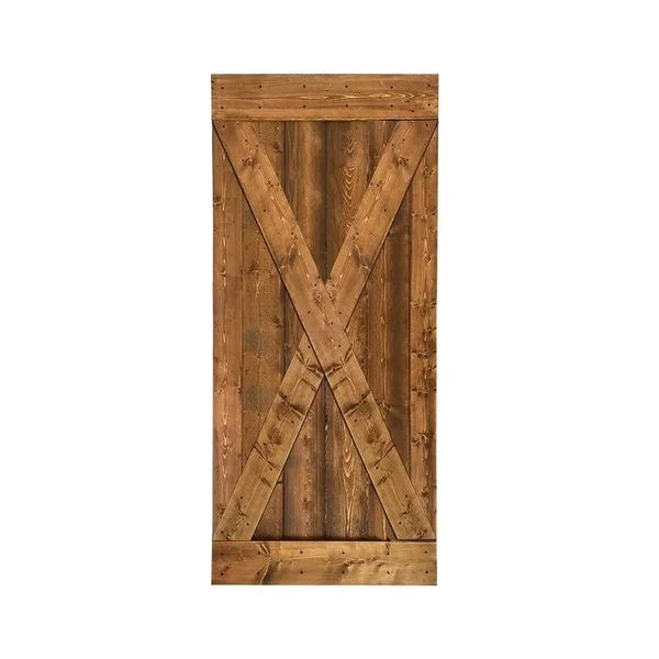 CALHOME 42 in. x 84 in. Distressed x Series Colonial Maple Solid Knotty Pine Wood Interior Sliding Barn Door Slab