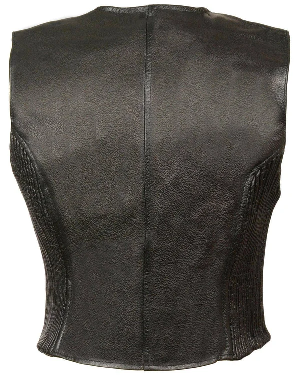 Milwaukee Leather Womens Zipper Front Side Stretch Vest Black MD