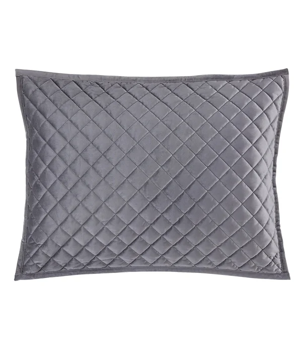 HiEnd Accents Velvet Quilted Sham - King Sham, Gray
