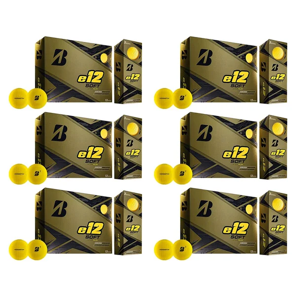 Bridgestone Golf Series E12 3-Piece Distance Golf Balls 1 Dozen, Yellow (6 Pack)