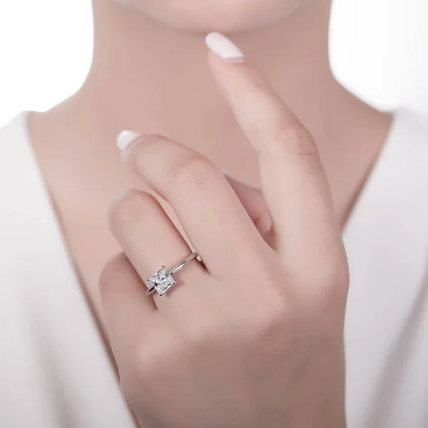 BERRICLE Sterling Silver Princess Cut Cubic Zirconia CZ Solitaire Promise Wedding Engagement Ring 1.6 CTW Size 10.5