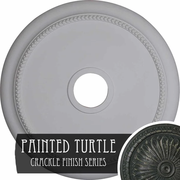 24 1/8x22OD x 4 3/8x22ID x 2 1/4x22P Crendon Ceiling Medallion (Fits Canopies Up to 4 3/8x22) - Hand-Painted Painted Turtle Crack