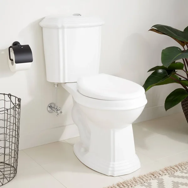 Regent Dual-Flush Water Closet (Round Bowl Toilet - Chrome Flush Button on Top, White), Porcelain, Signature Hardware 309964