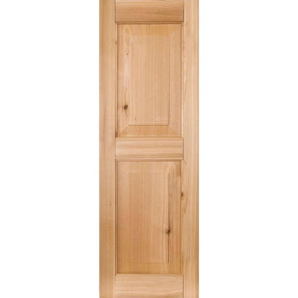 Ekena Millwork 18 in. x 78 in. Exterior Real Wood Sapele Mahogany Raised Panel Shutters Pair Unfinished