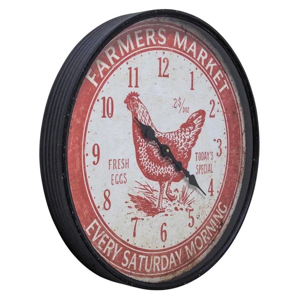 Yosemite Home Decor 5140021 Farmers Market Red Wall Clock