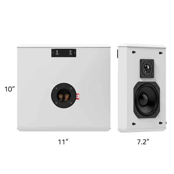 Fluance SXBP2WH Home Theater Bipolar Surround Sound Speakers (White)