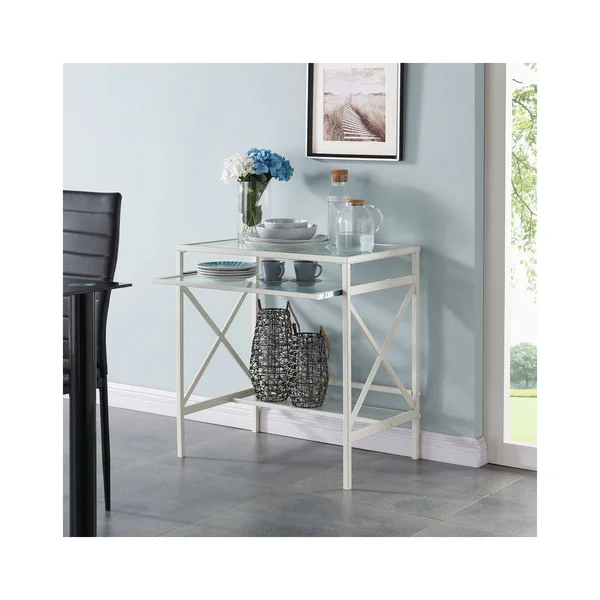 Southern Enterprises Elvan Metal & Glass Small-Space Desk - White