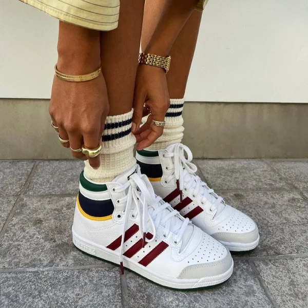 Adidas Womens Originals Top Ten Hi - Womens Shoes White/Maroon/Green Size 07.0