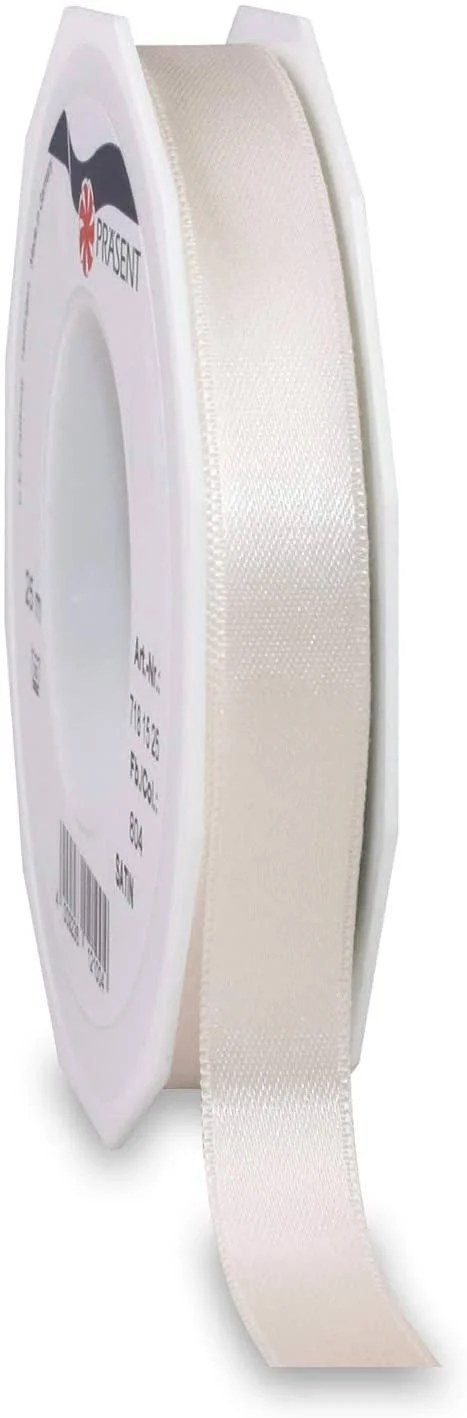 C.E. Pattberg Satin Ivory (Cream) Gift Ribbon - 27 Yards for Wrapping Gifts, 0.59 Inches Width, Ribbon for Decorating & Craft, 4.6 x 0.8 x 0.8 inches