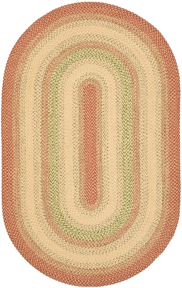 Safavieh Braided Rust/Multi 5 ft. x 8 ft. Oval Area Rug