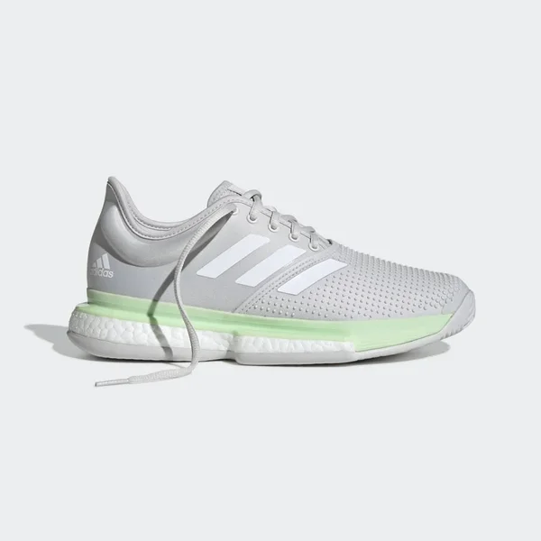 Adidas Women's SoleCourt Boost Tennis Shoes - White/Green - Size 5.5