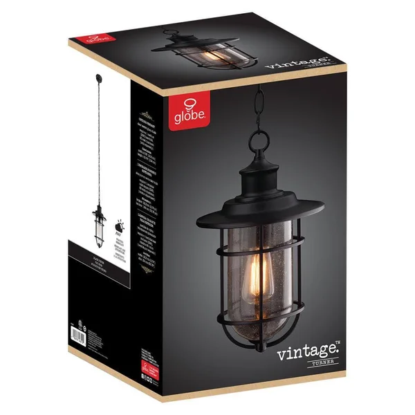 Globe Vintage Pendant, Outdoor, Black Finish
