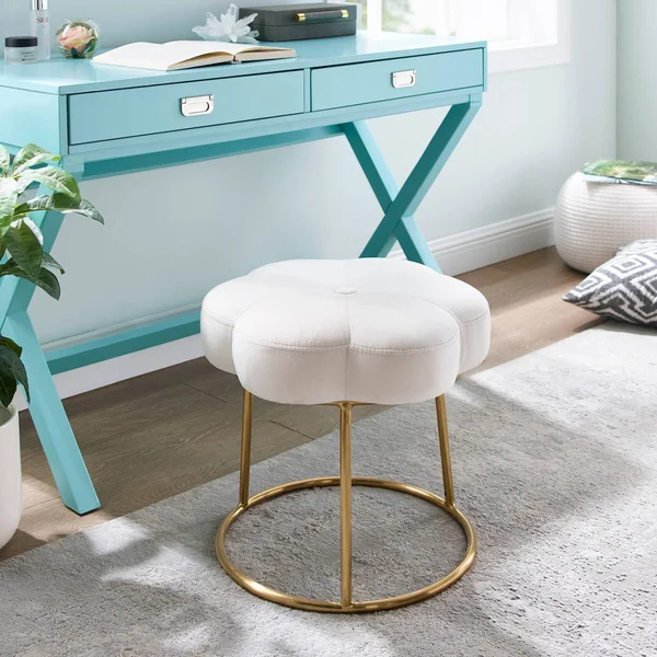 Linon Seraphina Accent Vanity Stool, White