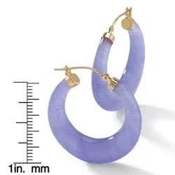 Lavender Jade 14K Yellow Gold Hoop Earrings