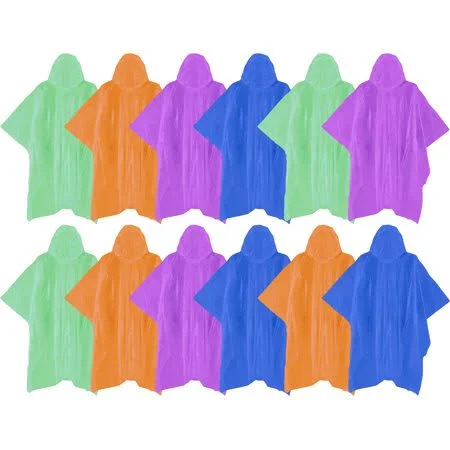 Winterlace Rain Ponchos with Hood Drawstring, Wholesale Bulk Pack Quality Waterproof Vinyl Men Women Kids (Childrens, 48 Pack)