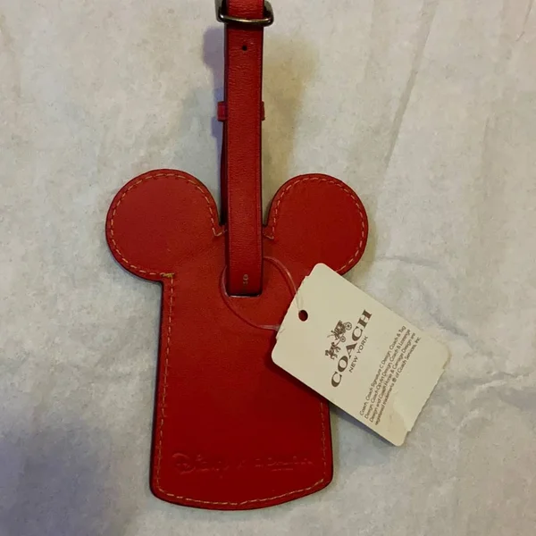 Coach Mickey Luggage Tag with Mickey Ears (Bright Red)