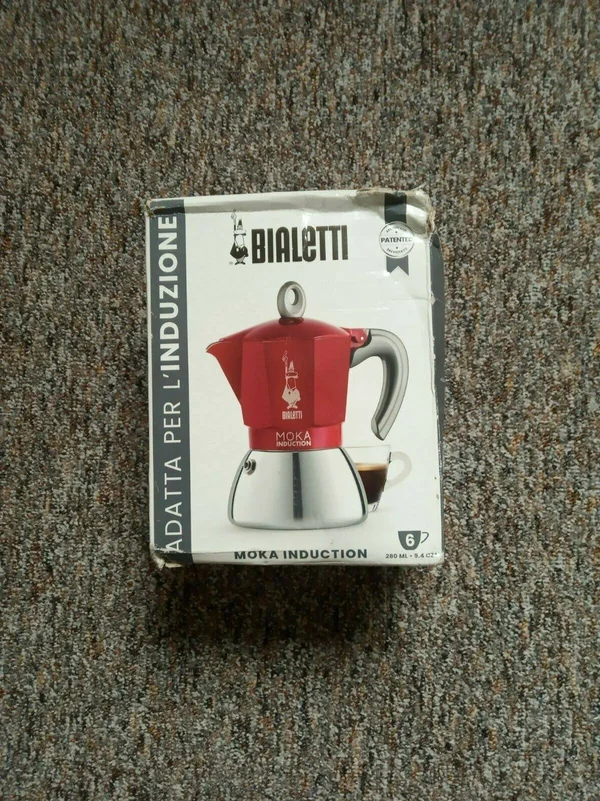 Bialetti Moka Induction Red 6 Cup Stovetop Espresso Maker