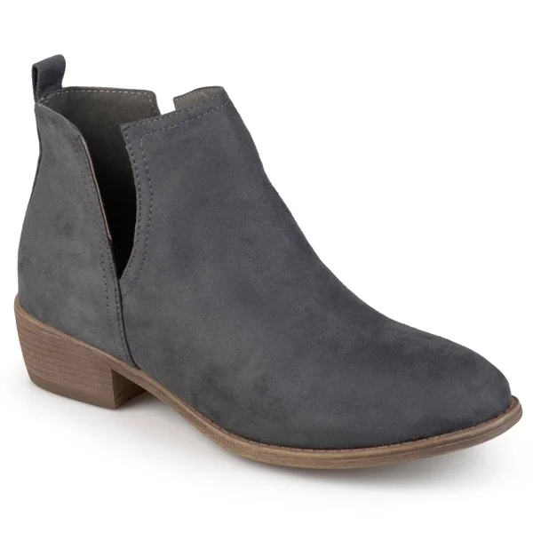 Journee Collection Women's &Rimi& Round Toe Faux Suede Boots - Grey- 8.5
