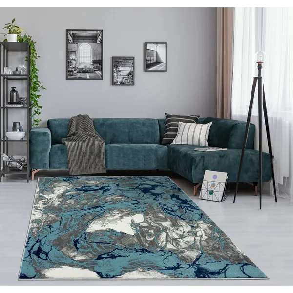 Samos Collection Yellow/Gray Contemporary Polypropylene Area Rug - 5&2&& x 7&3x22