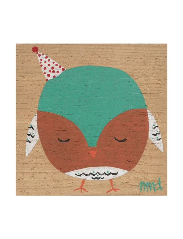 Trademark Fine Art Nicole Dietz 'Owl Rust Teal' Canvas Art, Size: Small, Blue