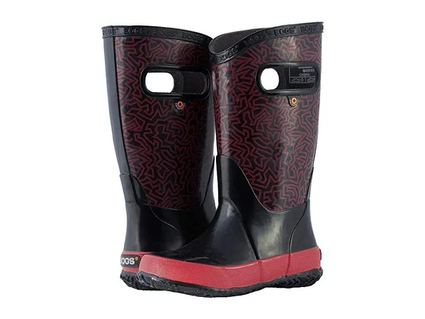 Children's Bogs Rain Boot, Kids Unisex, Size: 11 M, Black Multi Maze Rubber