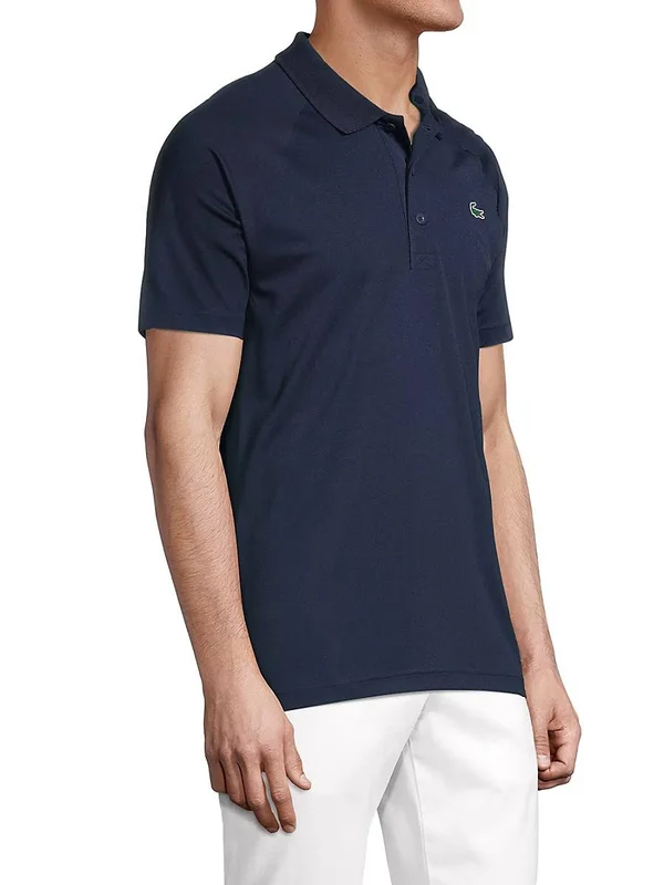 Lacoste Men's Ribbed Collar Raglan-Sleeve Polo - Navy - Size XL