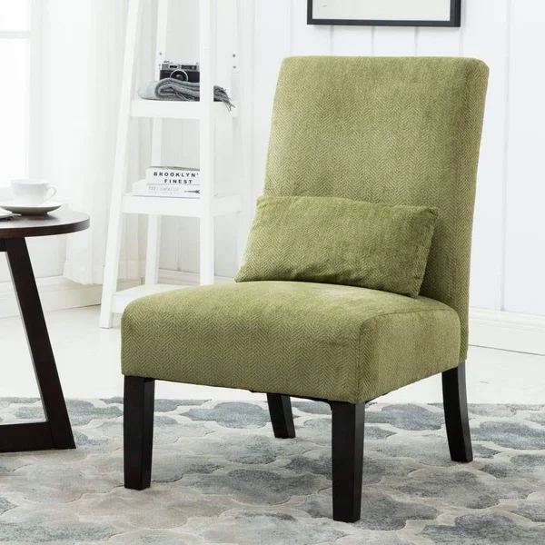 Roundhill Furniture Pisano Chenille Armless Contemporary Accent Chair Chocolate