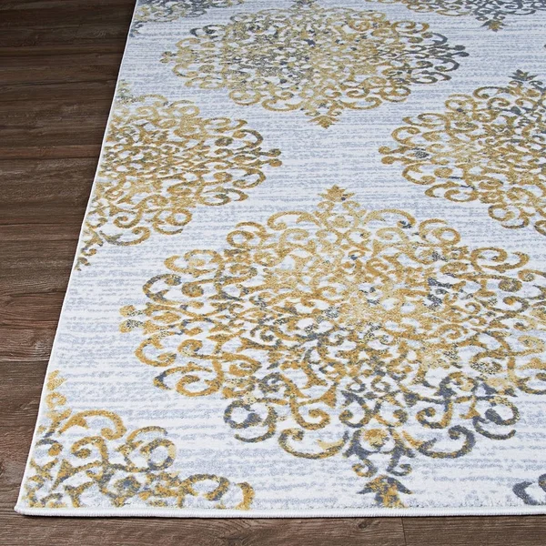Couristan Calinda Montebello Steel Blue-Ivory Area Rug 9 Foot 2 inch x 12 Foot 5 inch
