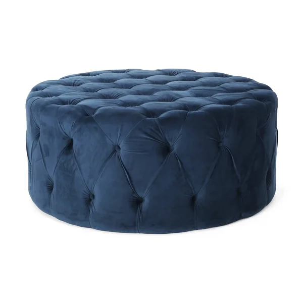 Christopher Knight Home Sabina Round Tufted Velvet Ottoman - Blue
