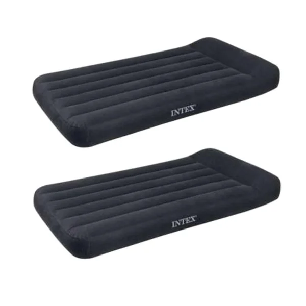 2) Intex Twin Classic Pillow Rest Airbed Mattress Bed with Built-In Pump, 66775E