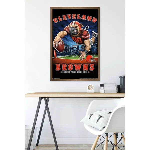 Trends International NFL Cleveland Browns - End Zone 17 Framed Wall Poster Prints Bronze Framed Version 22.375x22 x 34x22