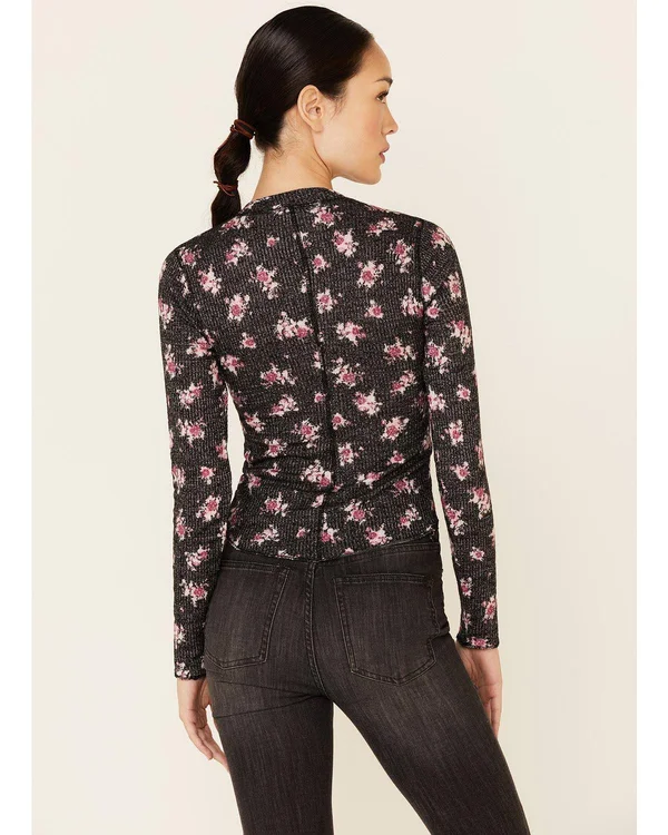 Free People One of The Girls Henley - Black X-Large - Women's