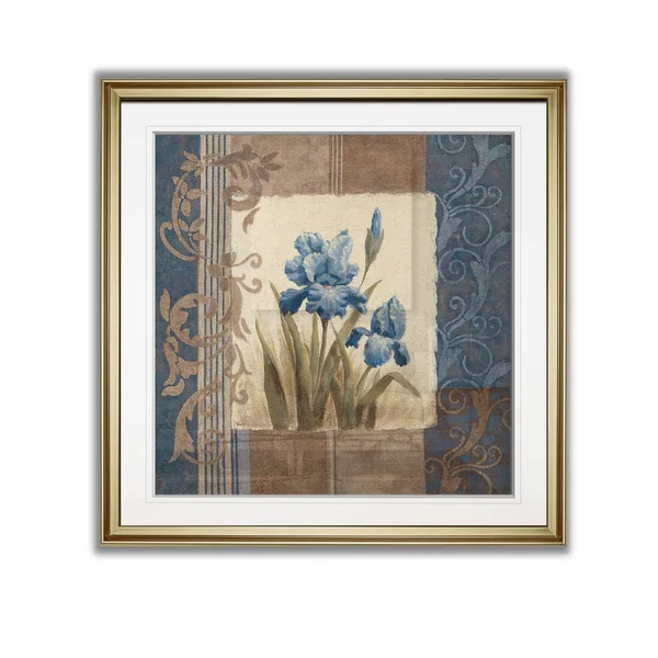 Blue Iris Scroll -Framed Giclee Print - 28x28