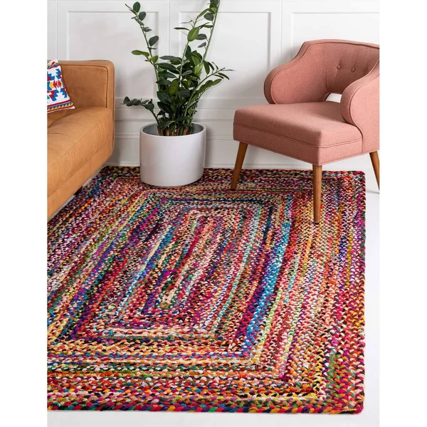 Unique Loom Braided Chindi Rug Blue - 9& x 6&